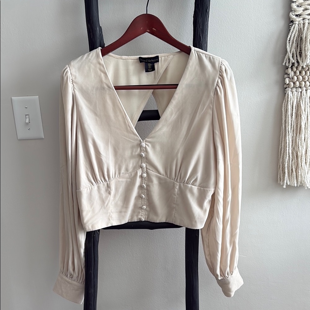 House of Harlow Velvet Blouse - Cream. Sz L Women’s Top